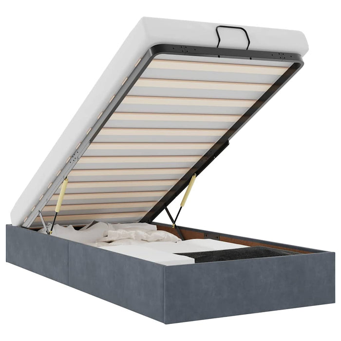 Giroletto senza Materasso-Struttura Letto Grigio Scuro 90x190 cm Velluto 759265