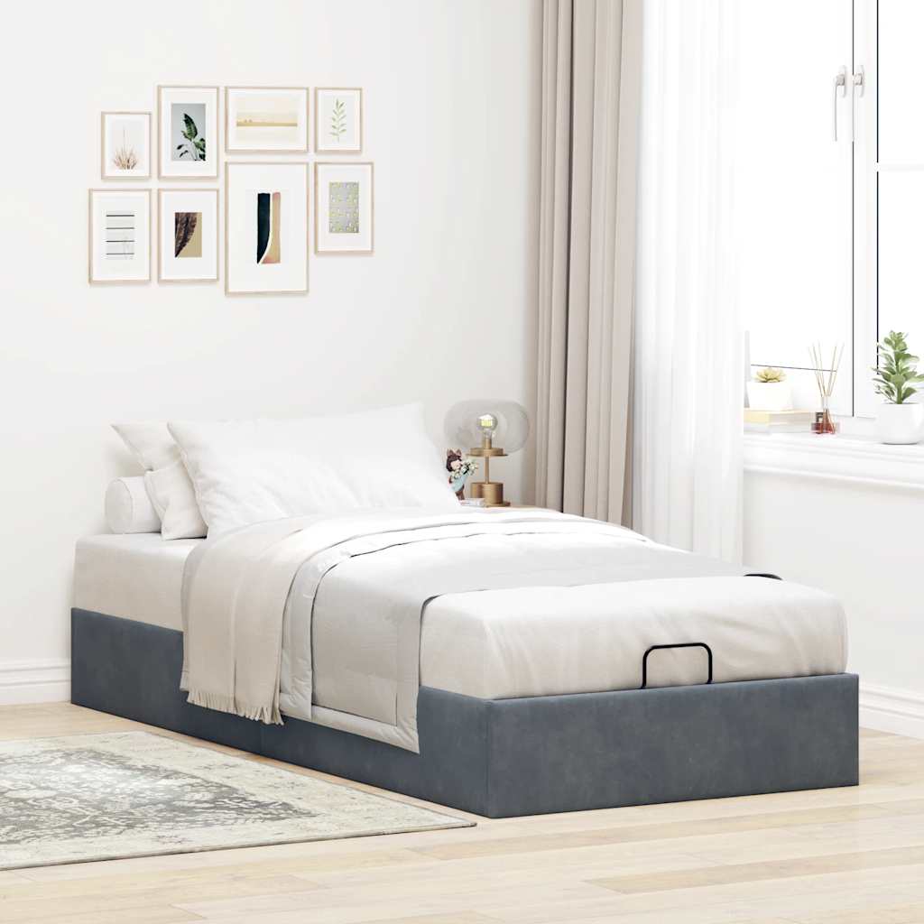 Giroletto senza Materasso-Struttura Letto Grigio Scuro 90x190 cm Velluto 759265