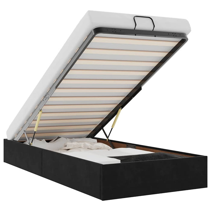 Struttura Letto Pouf Senza Materasso Nero 90x200 cm Velluto 3310939