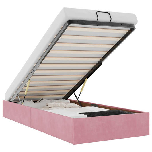 vidaXL Struttura Letto Pouf Senza Materasso Rosa 90x200 cm Velluto