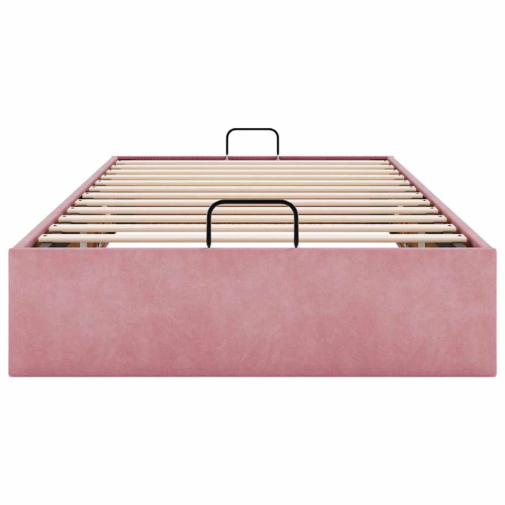 Struttura Letto Pouf Senza Materasso Rosa 90x200 cm Velluto 3310942