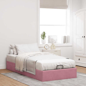 Struttura Letto Pouf Senza Materasso Rosa 100x200 cm Velluto 3310948
