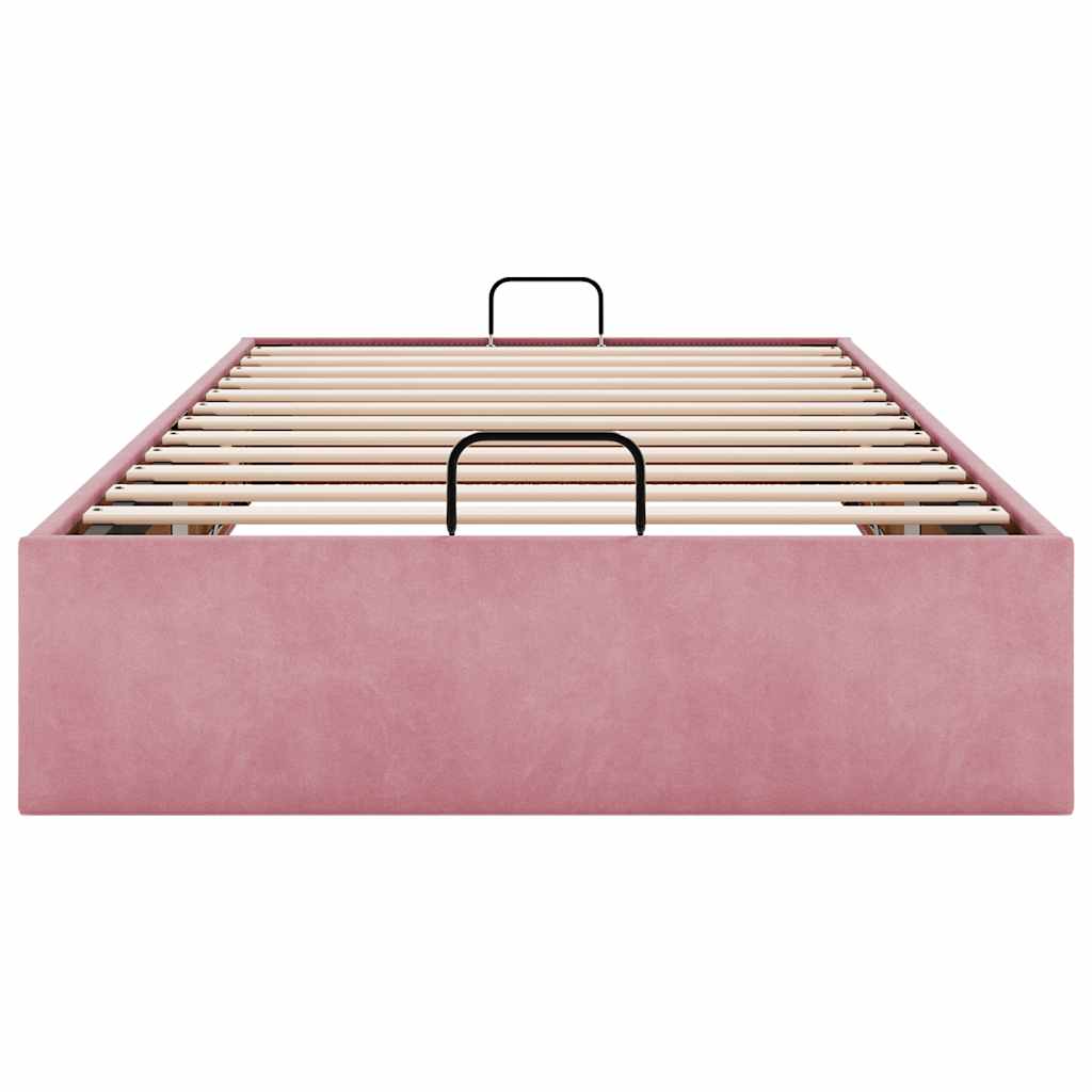 Struttura Letto Pouf Senza Materasso Rosa 100x200 cm Velluto 3310948