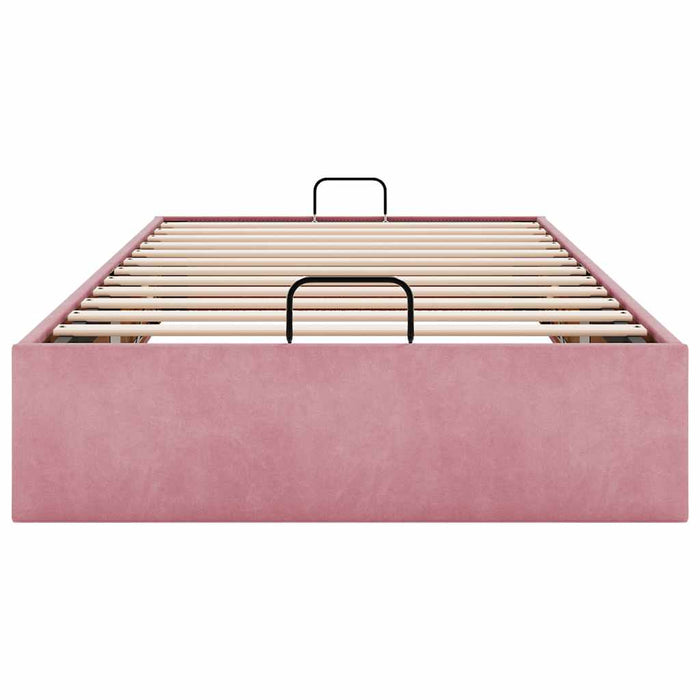 Struttura Letto Pouf Senza Materasso Rosa 100x200 cm Velluto 3310948