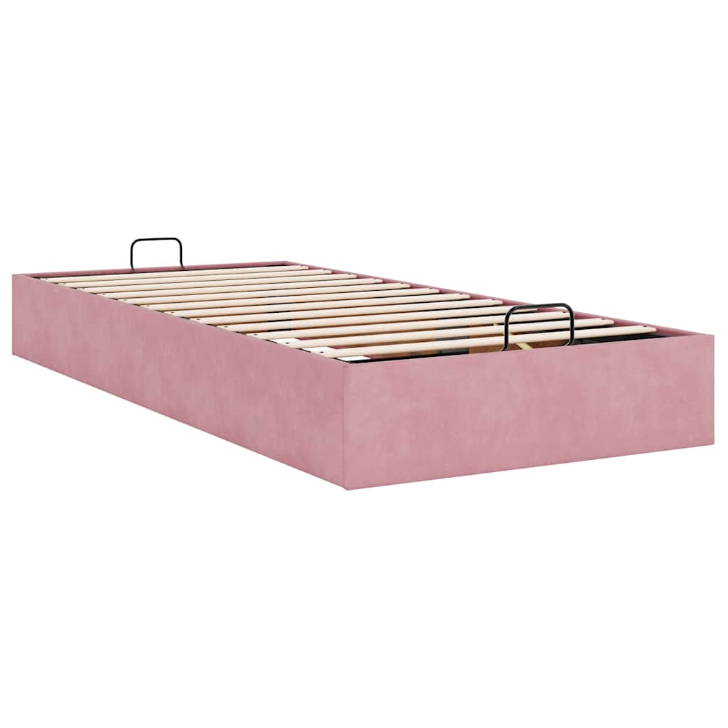 Struttura Letto Pouf Senza Materasso Rosa 100x200 cm Velluto 3310948