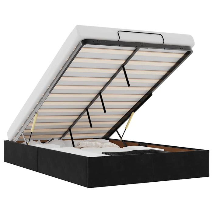 vidaXL Struttura Letto Pouf Senza Materasso Nero 120x200 cm Velluto