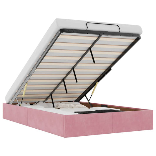 Struttura Letto Pouf Senza Materasso Rosa 120x200 cm Velluto 3310960