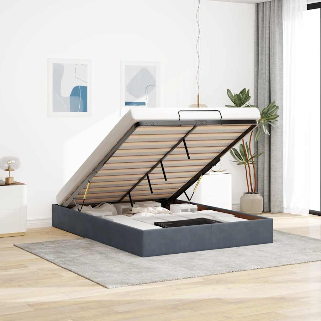 vidaXL Struttura Letto Pouf Senza Materasso 140x190 cm Velluto