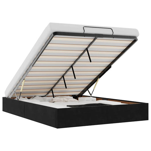 vidaXL Struttura Letto Pouf senza Materasso Nero 140x190 cm in Velluto