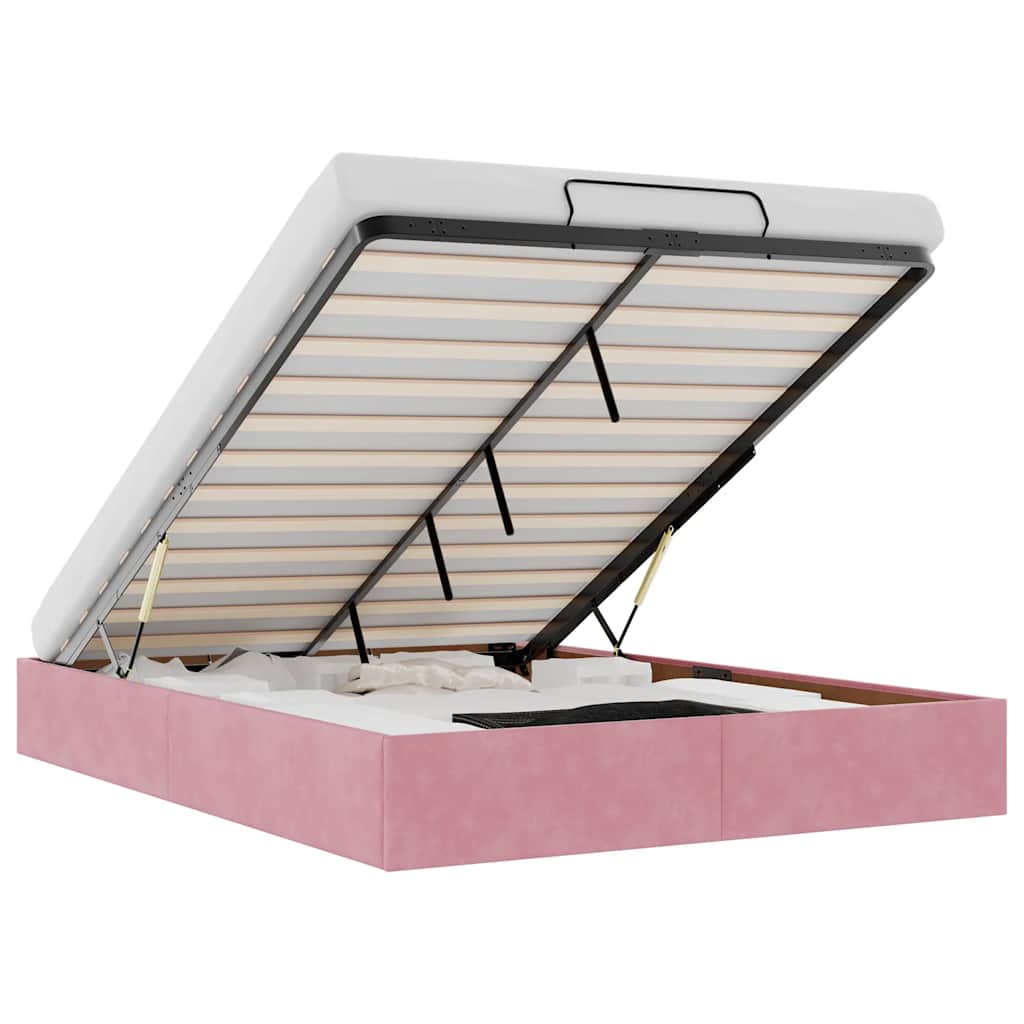 Struttura Letto Pouf senza Materasso Rosa 140x200 cm in Velluto 3310972