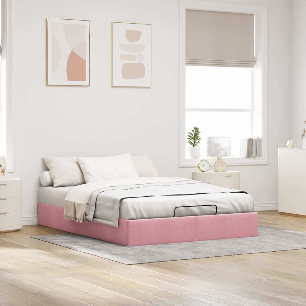 Struttura Letto Pouf senza Materasso Rosa 140x200 cm in Velluto 3310972