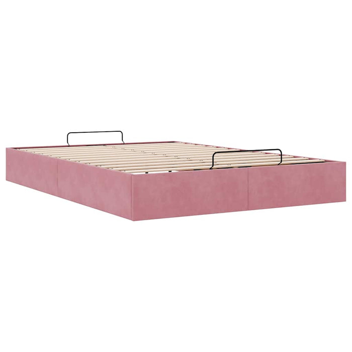 Struttura Letto Pouf senza Materasso Rosa 140x200 cm in Velluto 3310972