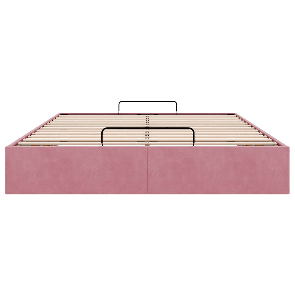 Struttura Letto Pouf senza Materasso Rosa 140x200 cm in Velluto 3310972