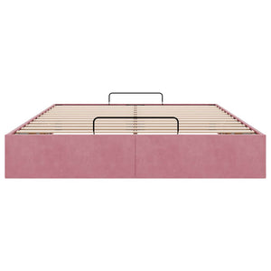 Struttura Letto Pouf senza Materasso Rosa 140x200 cm in Velluto 3310972