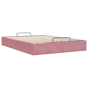 Struttura Letto Pouf senza Materasso Rosa 140x200 cm in Velluto 3310972