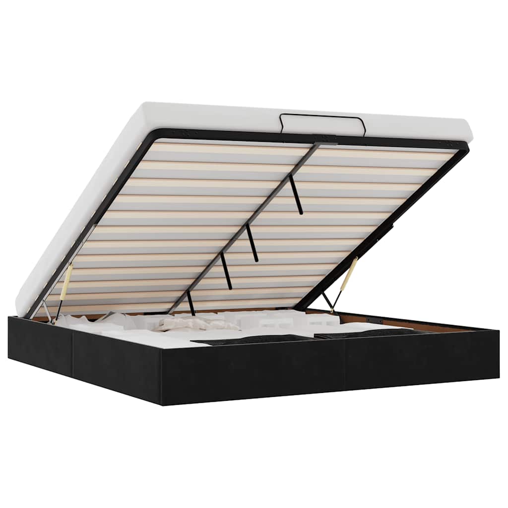 Struttura Letto Pouf senza Materasso Nero 160x200 cm in Velluto 3310975