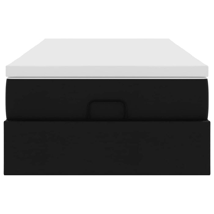 Struttura Letto Pouf con Materasso Nero 80x200 cm Similpelle