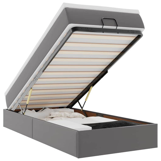 vidaXL Struttura Letto Pouf con Materasso Grigio 80x200 cm Similpelle