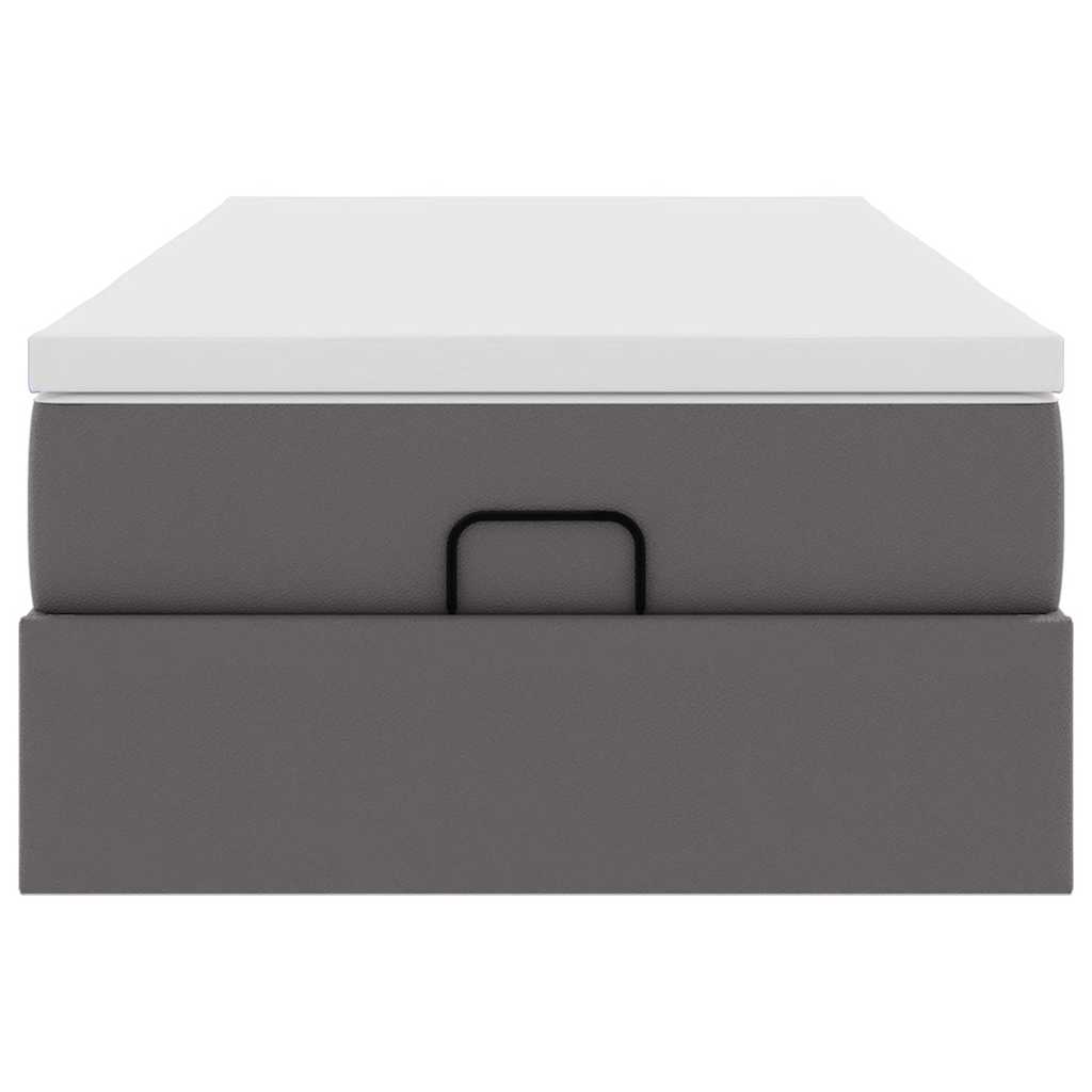 Struttura Letto Pouf con Materasso Grigio 80x200 cm Similpelle 3311009