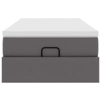 Struttura Letto Pouf con Materasso Grigio 80x200 cm Similpelle 3311009