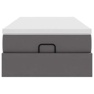 Struttura Letto Pouf con Materasso Grigio 80x200 cm Similpelle 3311009