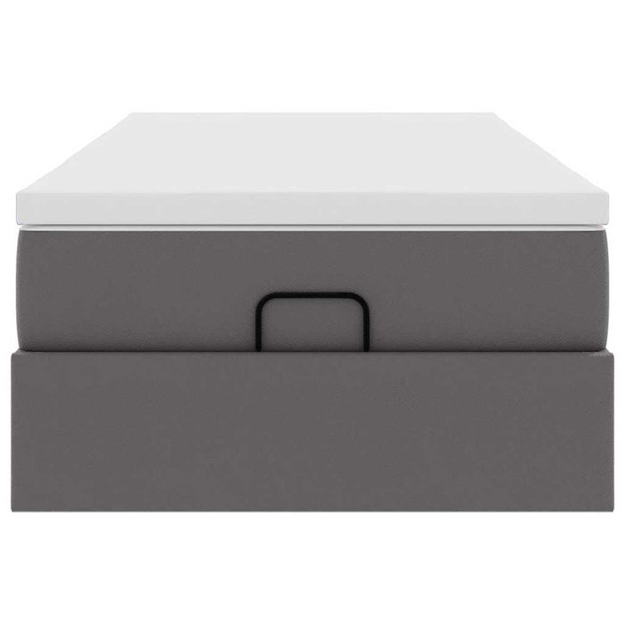 Struttura Letto Pouf con Materasso Grigio 80x200 cm Similpelle 3311009