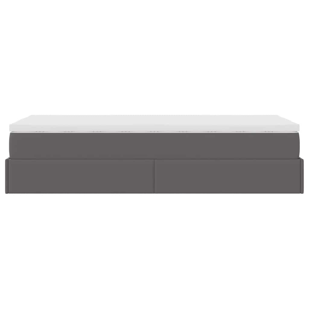 vidaXL Struttura Letto Pouf con Materasso Grigio 80x200 cm Similpelle