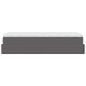 Struttura Letto Pouf con Materasso Grigio 80x200 cm Similpelle 3311009