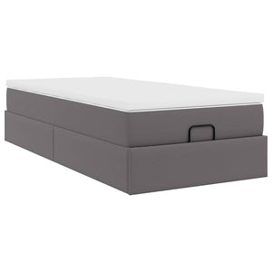 vidaXL Struttura Letto Pouf con Materasso Grigio 80x200 cm Similpelle