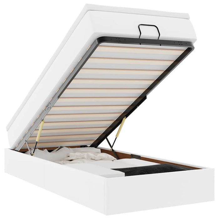 Struttura Letto Pouf con Materasso Bianco 90x190 cm Similpelle 3311012