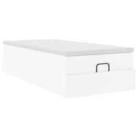 vidaXL Struttura Letto Pouf con Materasso Bianco 90x190 cm Similpelle