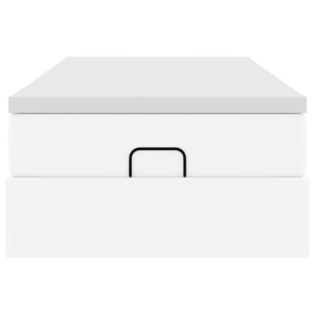 Struttura Letto Pouf con Materasso Bianco 90x190 cm Similpelle 3311012