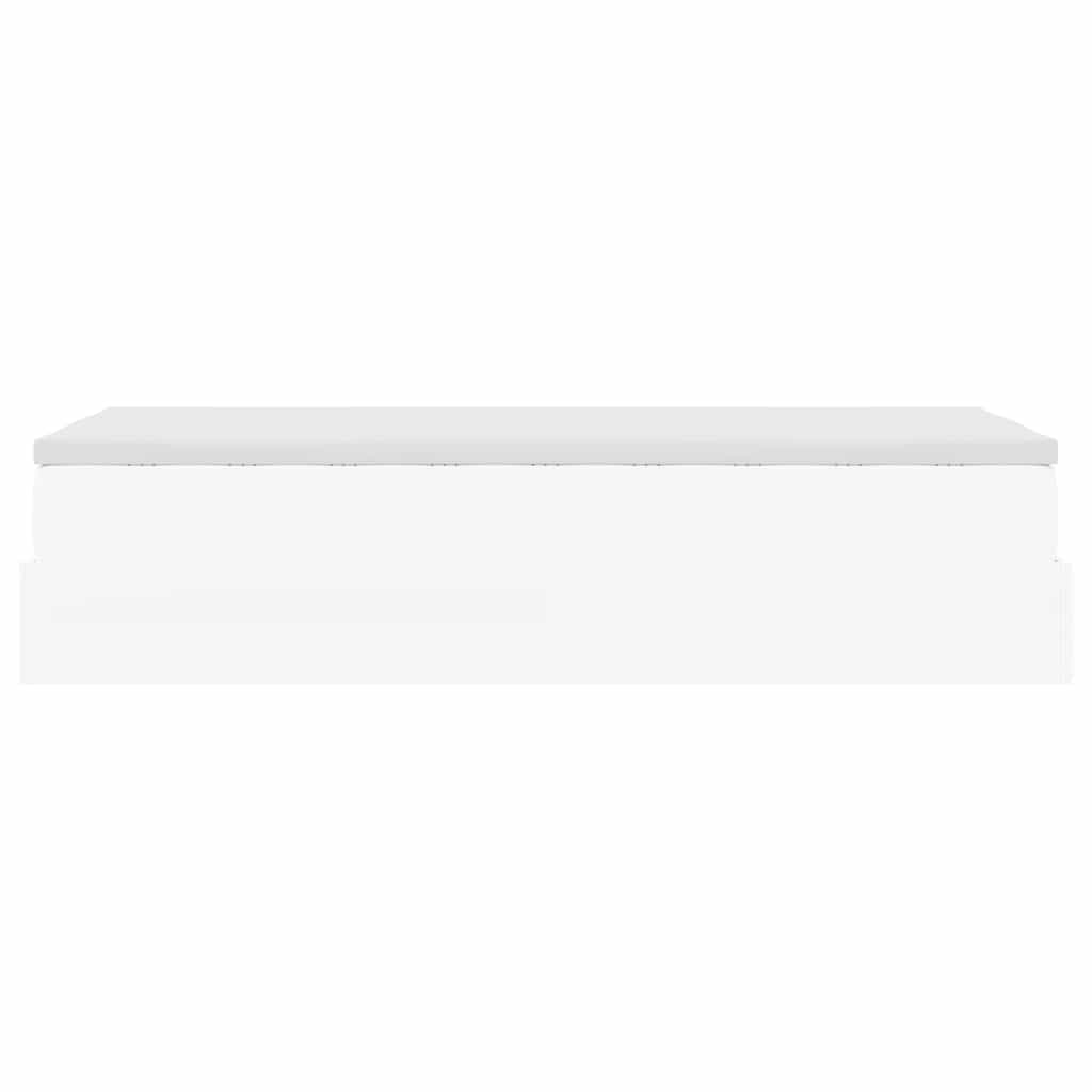 vidaXL Struttura Letto Pouf con Materasso Bianco 90x190 cm Similpelle