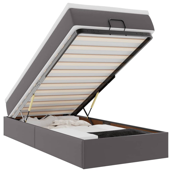 vidaXL Struttura Letto Pouf con Materasso Grigio 90x190 cm Similpelle