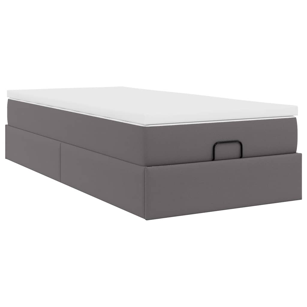 vidaXL Struttura Letto Pouf con Materasso Grigio 90x190 cm Similpelle
