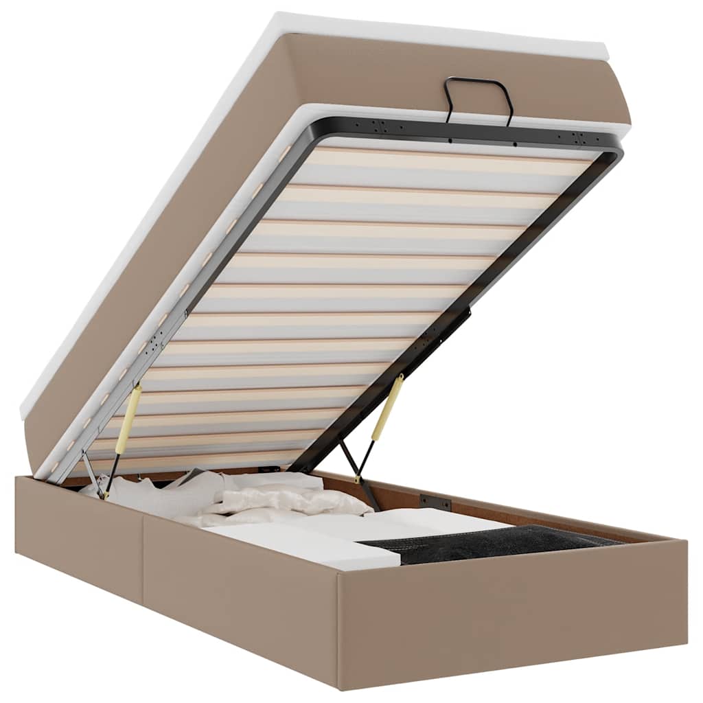 vidaXL Struttura Letto Pouf con Materasso 90x190 cm Similpelle