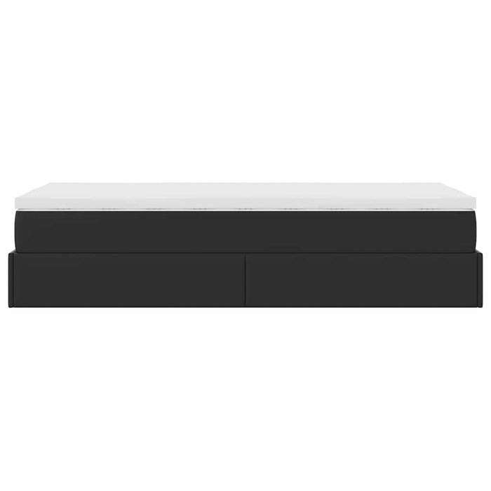 vidaXL Struttura Letto Pouf con Materasso Nero 90x200 cm Similpelle