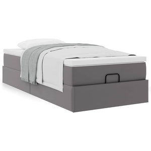 Struttura Letto Pouf con Materasso Grigio 90x200 cm Similpelle 3311019