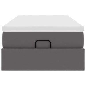 Struttura Letto Pouf con Materasso Grigio 90x200 cm Similpelle 3311019