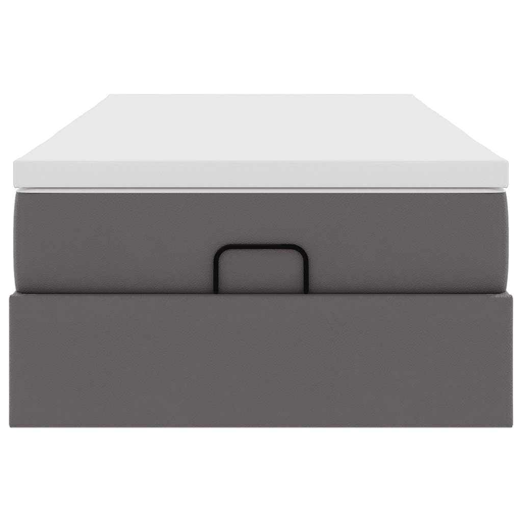 Struttura Letto Pouf con Materasso Grigio 90x200 cm Similpelle 3311019