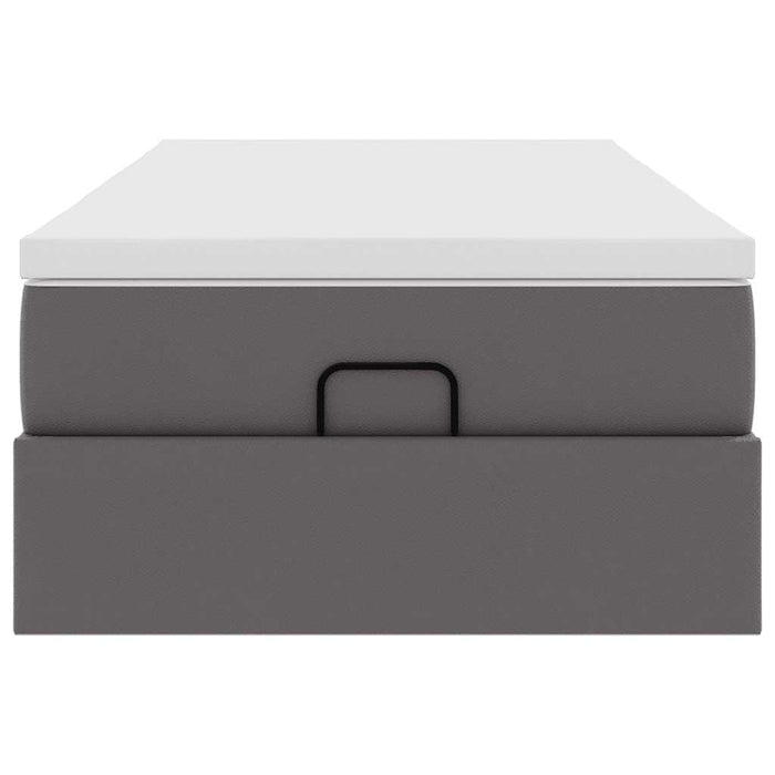 Struttura Letto Pouf con Materasso Grigio 90x200 cm Similpelle 3311019