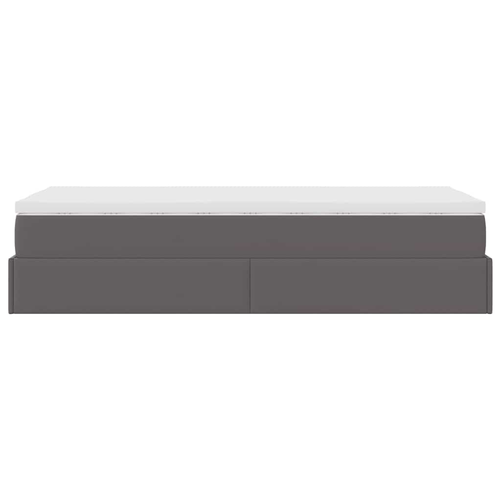 Struttura Letto Pouf con Materasso Grigio 90x200 cm Similpelle 3311019