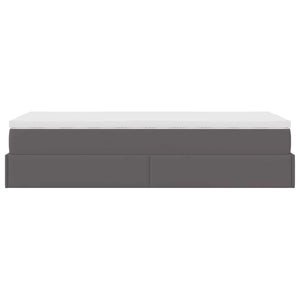Struttura Letto Pouf con Materasso Grigio 90x200 cm Similpelle 3311019