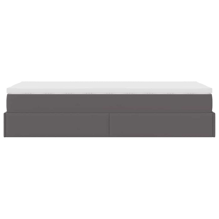 Struttura Letto Pouf con Materasso Grigio 90x200 cm Similpelle 3311019