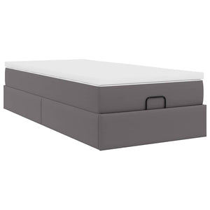 Struttura Letto Pouf con Materasso Grigio 90x200 cm Similpelle 3311019