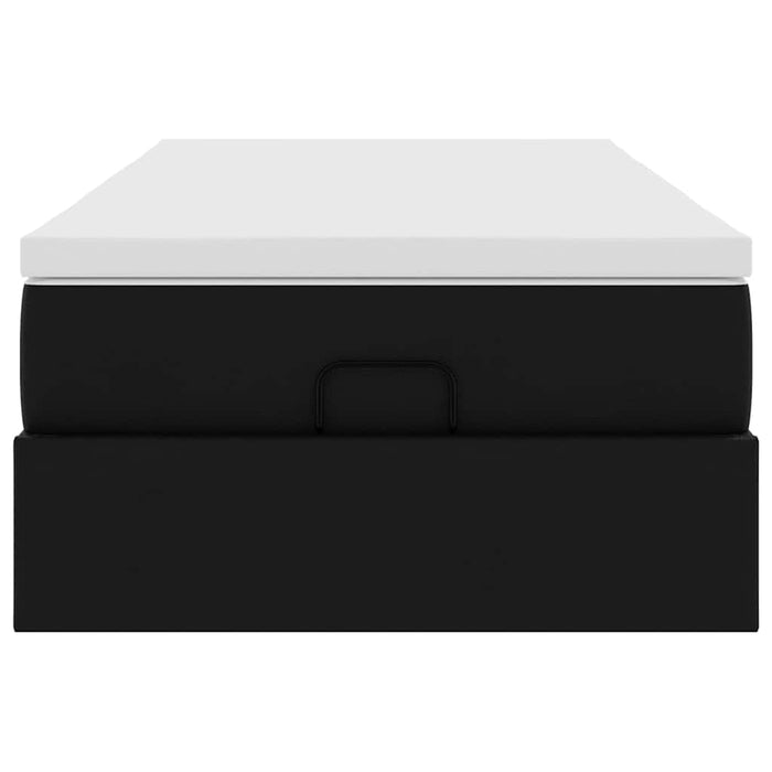 vidaXL Struttura Letto Pouf con Materasso Nero 100x200 cm Similpelle