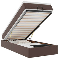 vidaXL Struttura Letto Pouf con Materasso Marrone 100x200cm Similpelle