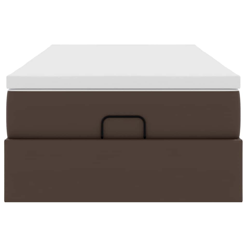vidaXL Struttura Letto Pouf con Materasso Marrone 100x200cm Similpelle