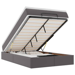 vidaXL Struttura Letto Pouf con Materasso Grigio 120x190 cm Similpelle