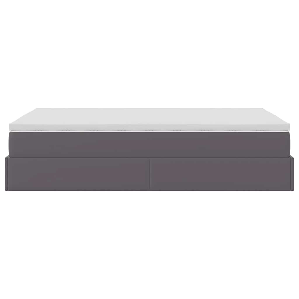 vidaXL Struttura Letto Pouf con Materasso Grigio 120x190 cm Similpelle
